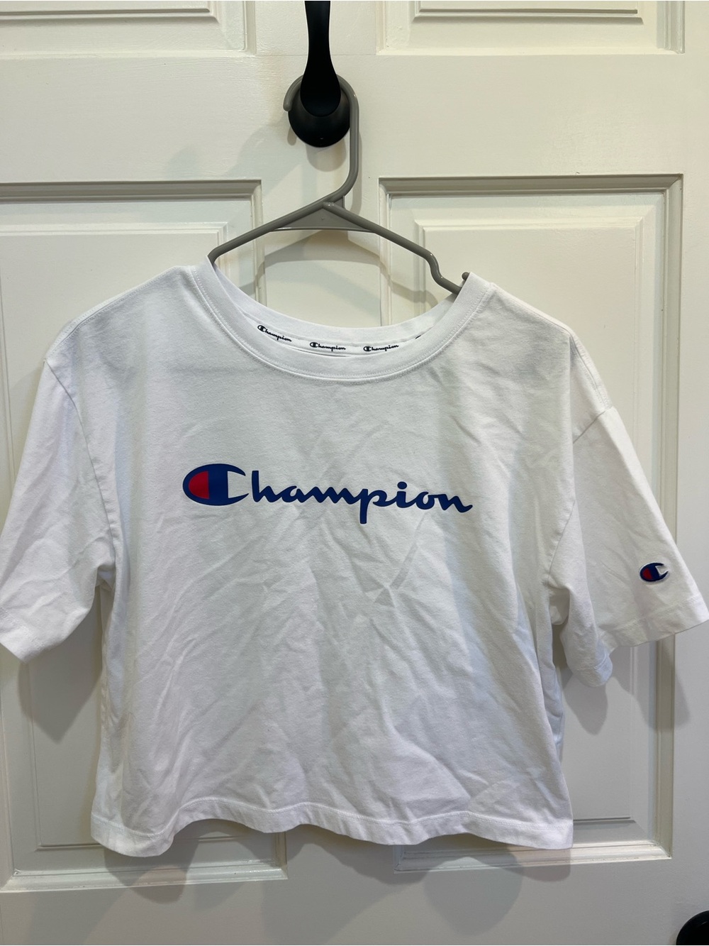 Champion White Cropped Logo Tee